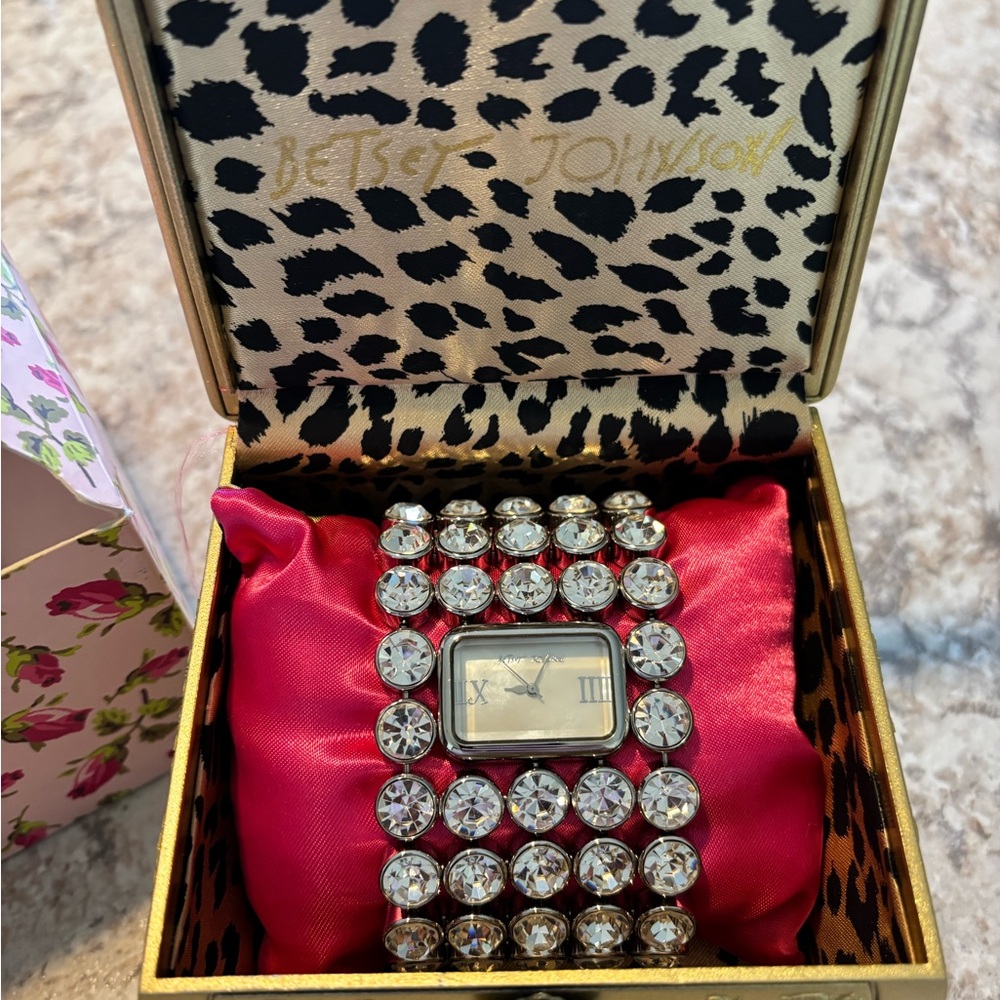 Betsy Johnson rhinestone ladies watch